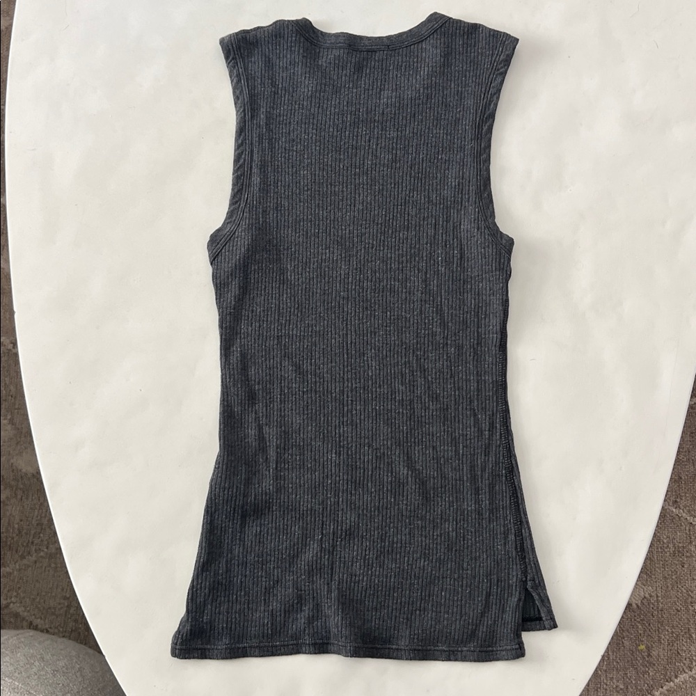 JAMES PERSE Estilo Crewneck Ribbed Charcoal Gray Classic Modern Tank Top 0 XS S - Picture 4 of 7